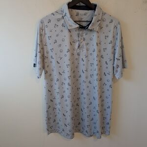 Swannies Men's Grey Geometric Print Golf Polo XL